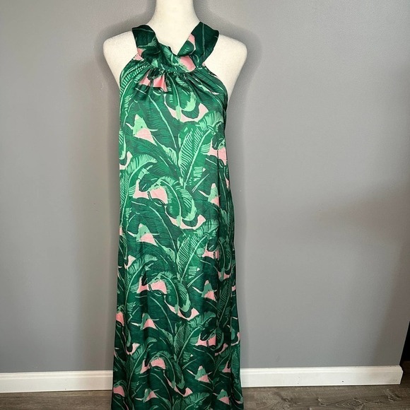 Judith Match Lady of Summer Palm Print Maxi Dress Size Small - Picture 3 of 7